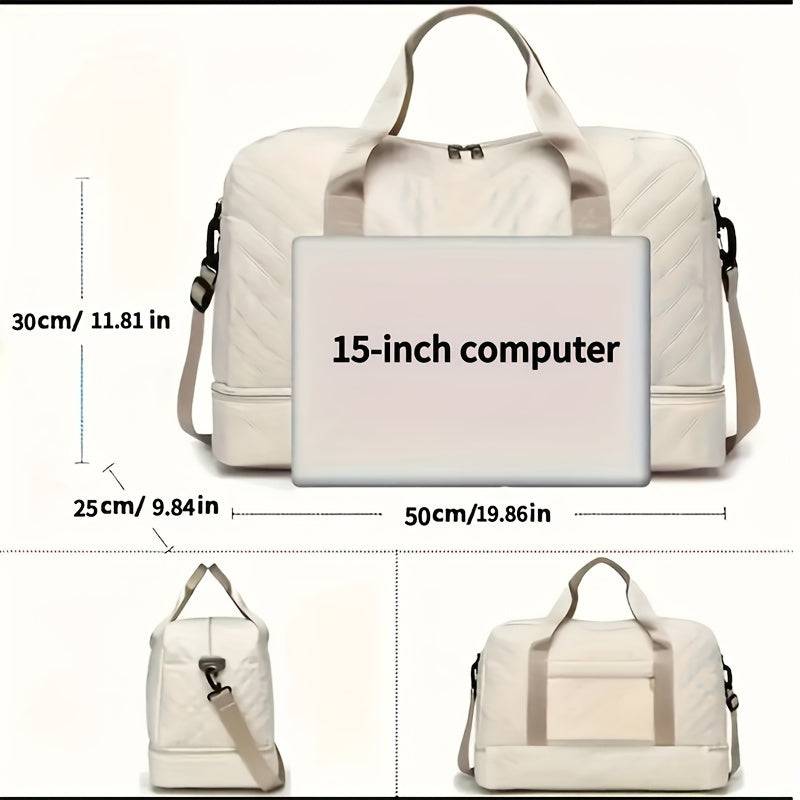 Set of 2 travel bags (small & large) with diamond grid design, lightweight polyester, multipocket sports gym storage