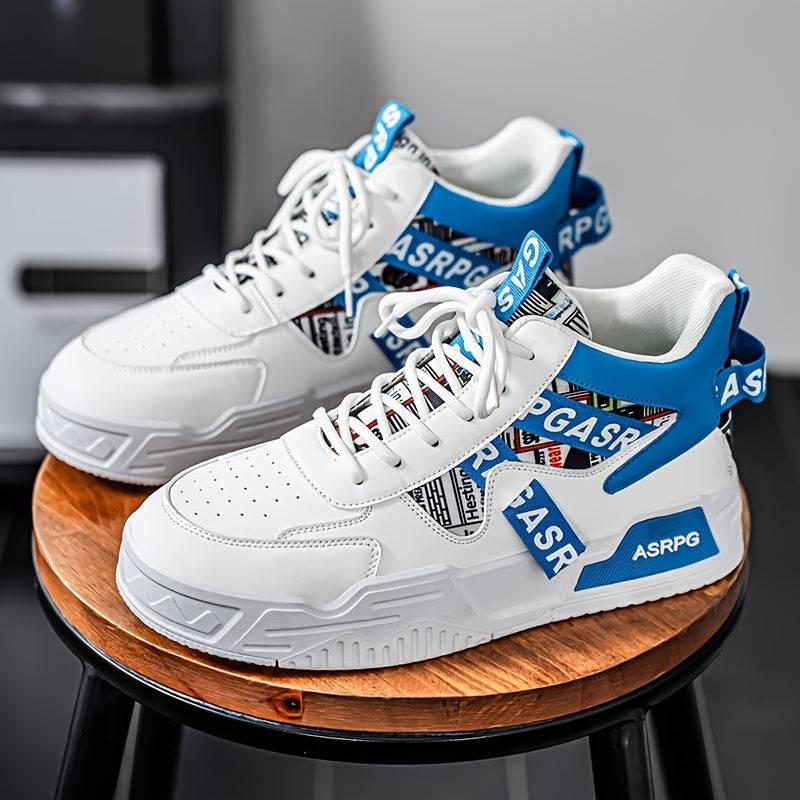 Men’s Graffiti Ribbon Sneakers – Soft Sole, Non-Slip Comfort, Stylish Casual Shoes for Travel, Parties & Urban Walks