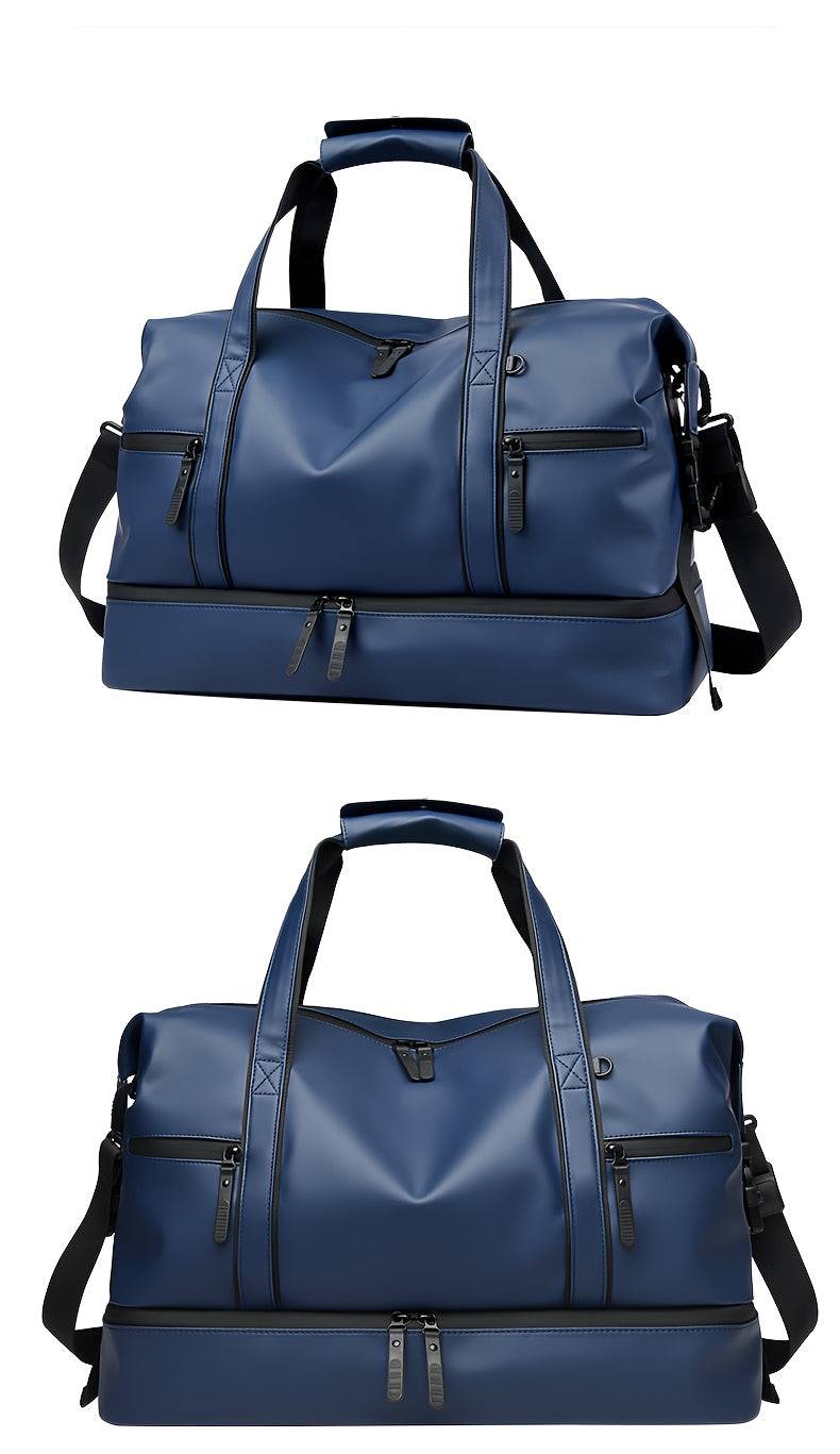 Large Capacity PU Duffel Bag Weekender with Shoe Compartment & Wet Pocket for Travel, Gym, Sports & Daily Use