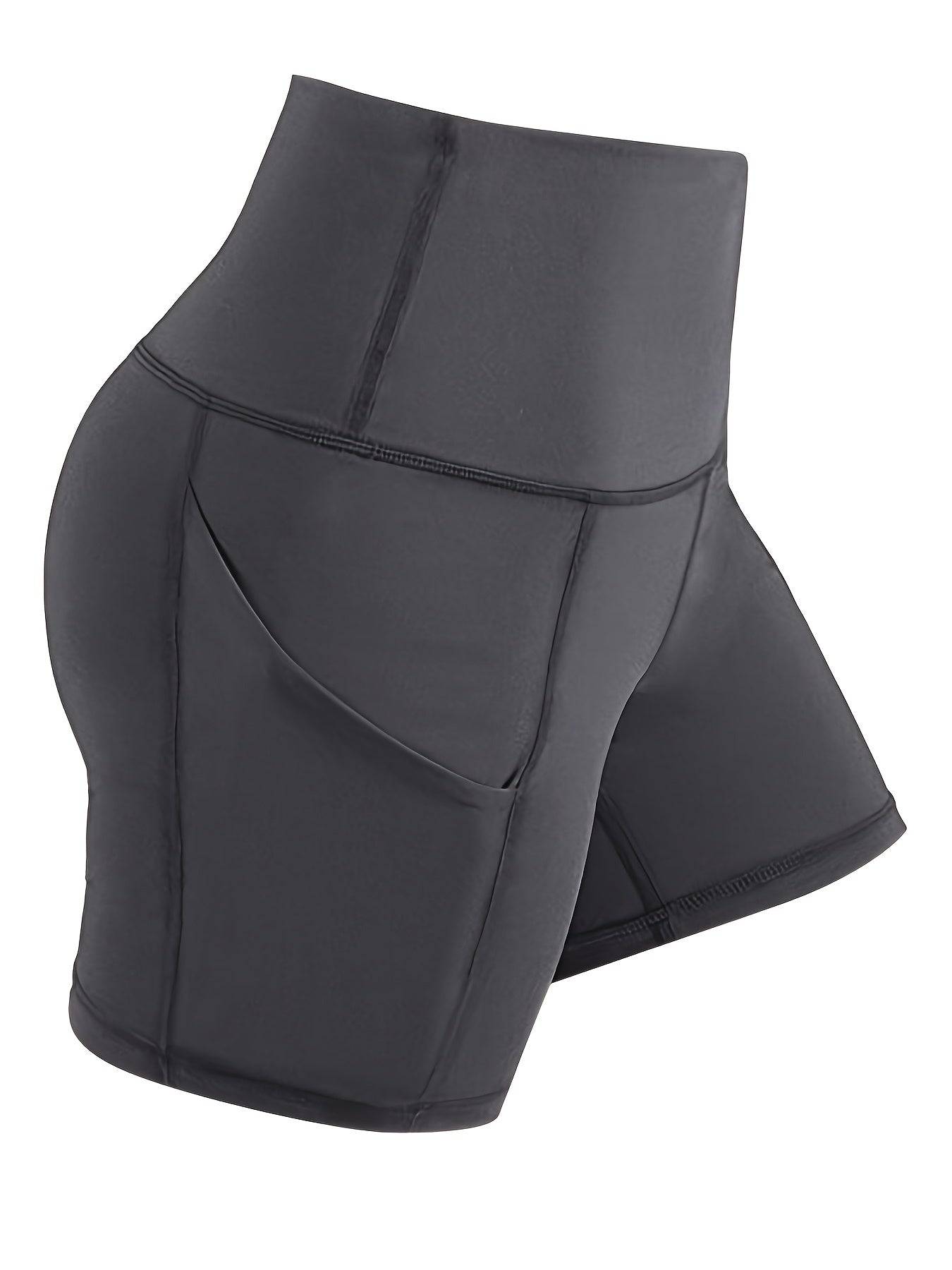 3-Pack Women’s High-Waist Workout Shorts with Pockets, Breathable Stretch Fabric, Non-See-Through Tight Fit for Running & Fitness