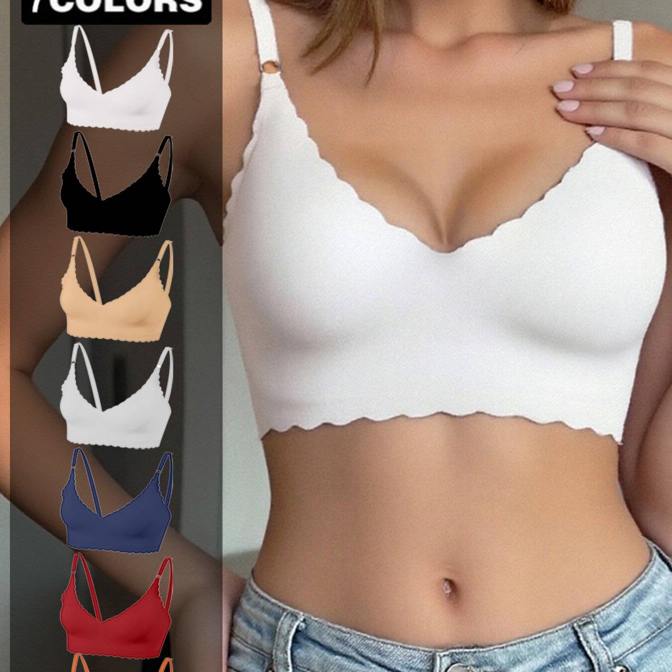 7-Pack Women’s Backless Bras with U-Shaped Adjustable Non-Slip Straps, Seamless Nylon High-Support Design, Multicolor Dress Accessories