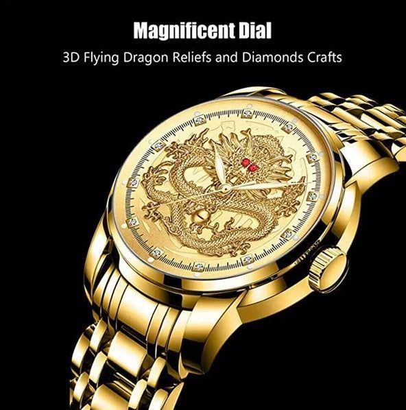 Gold Quartz Watch For Men Luxury