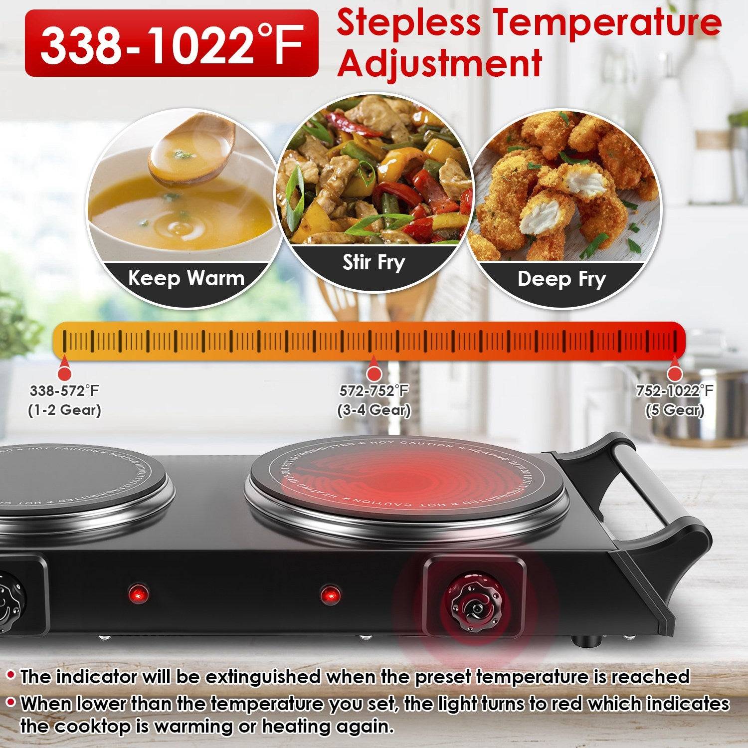 Portable Electric Cooktop Double Burner