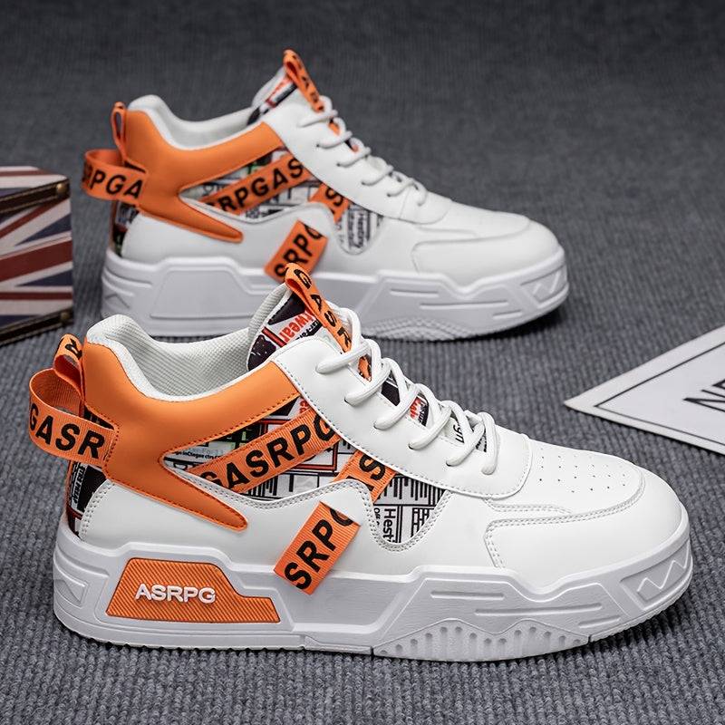 Men’s Graffiti Ribbon Sneakers – Soft Sole, Non-Slip Comfort, Stylish Casual Shoes for Travel, Parties & Urban Walks