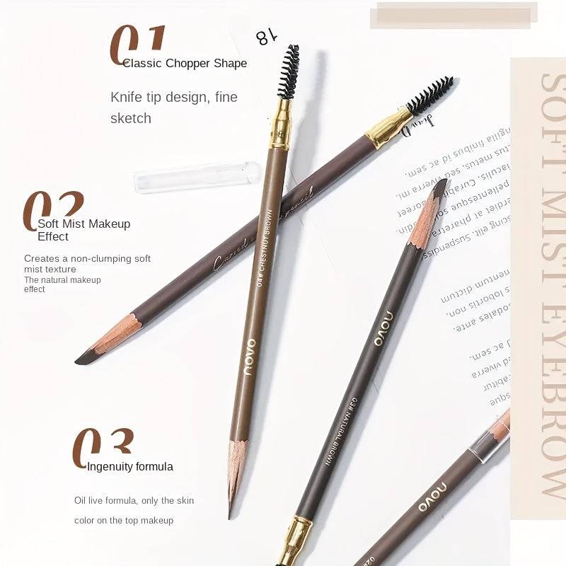 4pcs Waterproof Eyebrow Pencil Set Smudge-Proof Double-Head Design with Built-In Brush for Natural Look