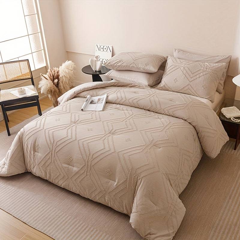 Boho Diamond Quilt Set 3-Piece – Lightweight Microfiber Comforter & Pillowcases for All Seasons