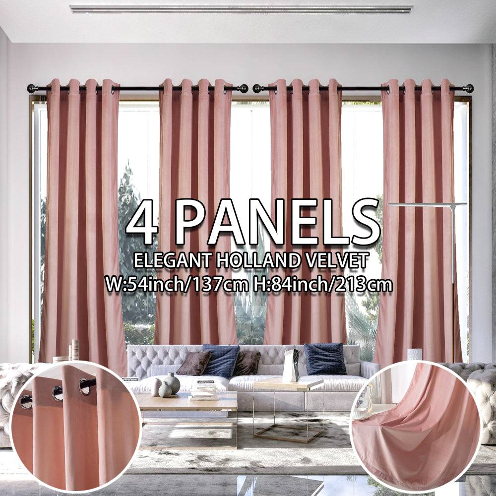 4 Panels Elegant Velvet Blackout Curtains, 90% Light Blocking with Grommet Top, Soft Pink Vintage Style for Bedroom & Living Room, 55"x84"
