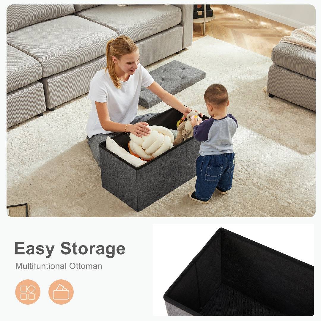 Folding Storage Ottoman with Padded Seat