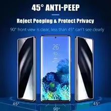 Screen protector anti spy hydrogel ultra thin full coverage 3-pack with 9H hardness, anti-shatter, and fingerprint responsive features.