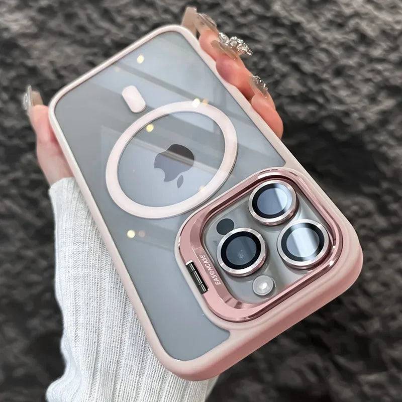 Luxury Magnetic Shockproof Phone Case Stand Glass Lens Protector Cover - PMMNAPOLES