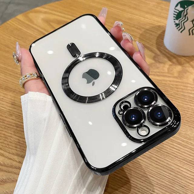 Luxury Magnetic Wireless Charging Case For Magsafe Clear Plating Silicone Soft Cover - PMMNAPOLES