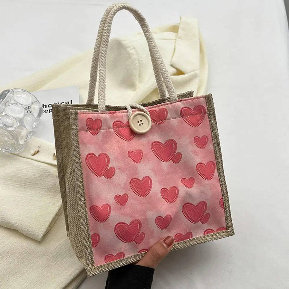 Bag Linen Button Zipper with heart - PMMNAPOLES