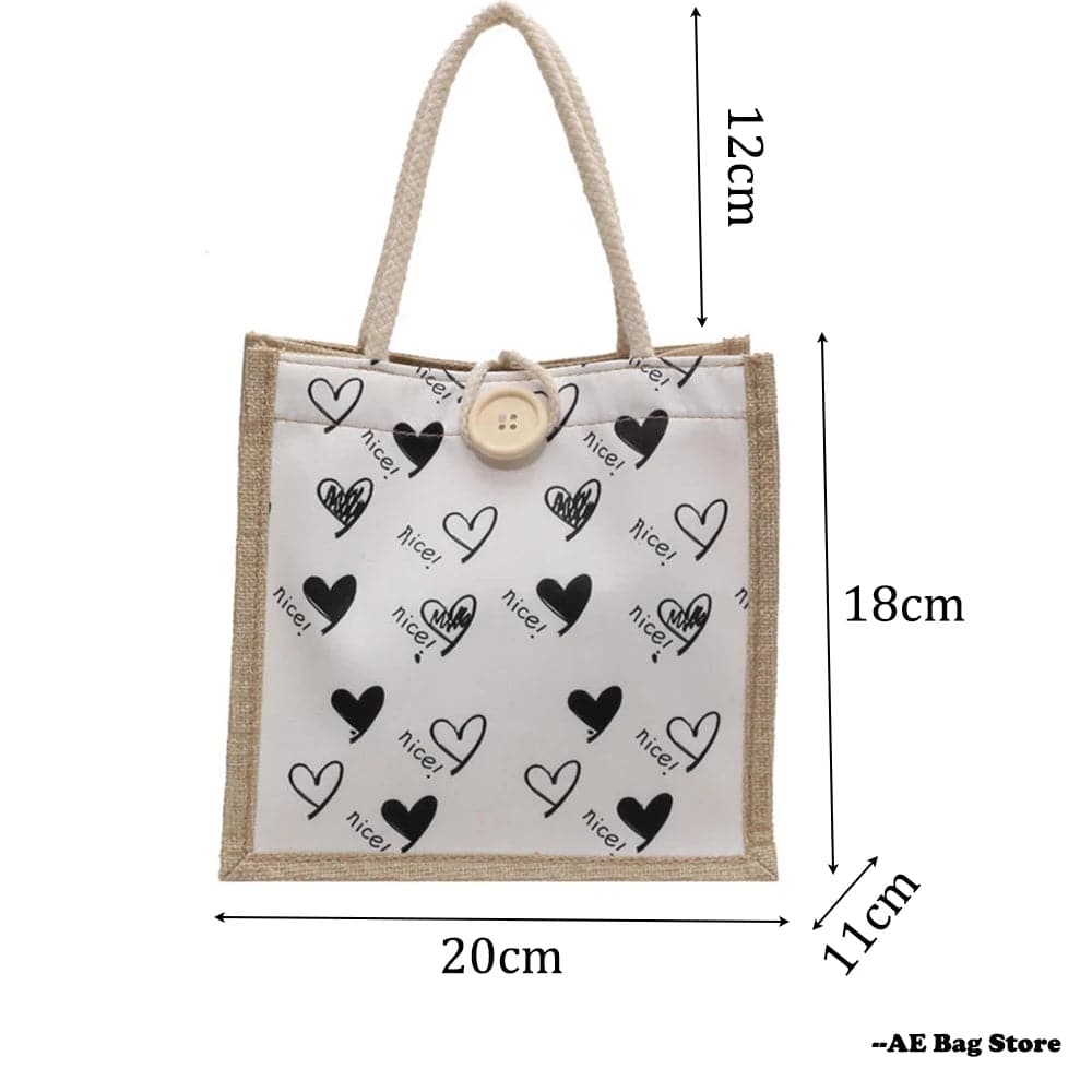 Bag Linen Button Zipper with heart - PMMNAPOLES