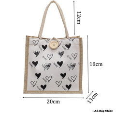 Bag Linen Button Zipper with heart - PMMNAPOLES