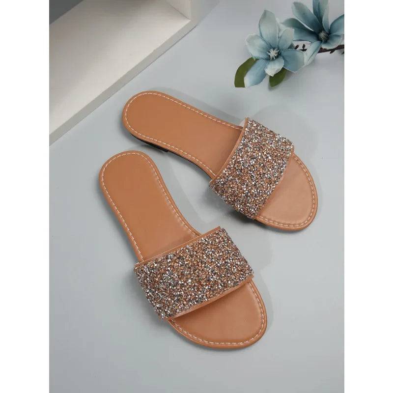 Glitter Bling Summer Slippers for Women Ladies Flat Beach Slipper Women Sandals - PMMNAPOLES