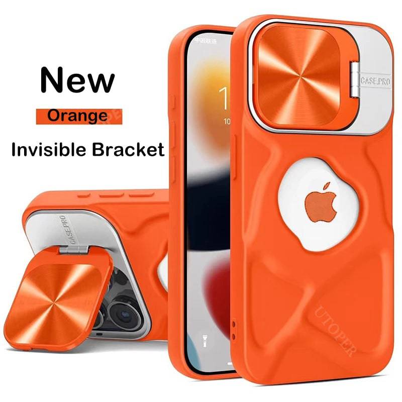 Fashion Logo Hole Magnetic Flip Bracket Case Wireless Charging - PMMNAPOLES