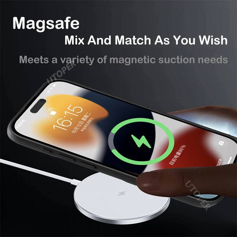 Fashion Logo Hole Magnetic Flip Bracket Case Wireless Charging - PMMNAPOLES