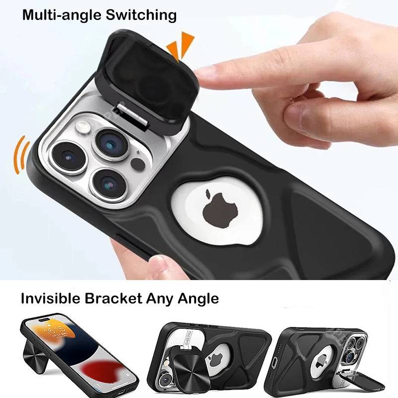 Fashion Logo Hole Magnetic Flip Bracket Case Wireless Charging - PMMNAPOLES