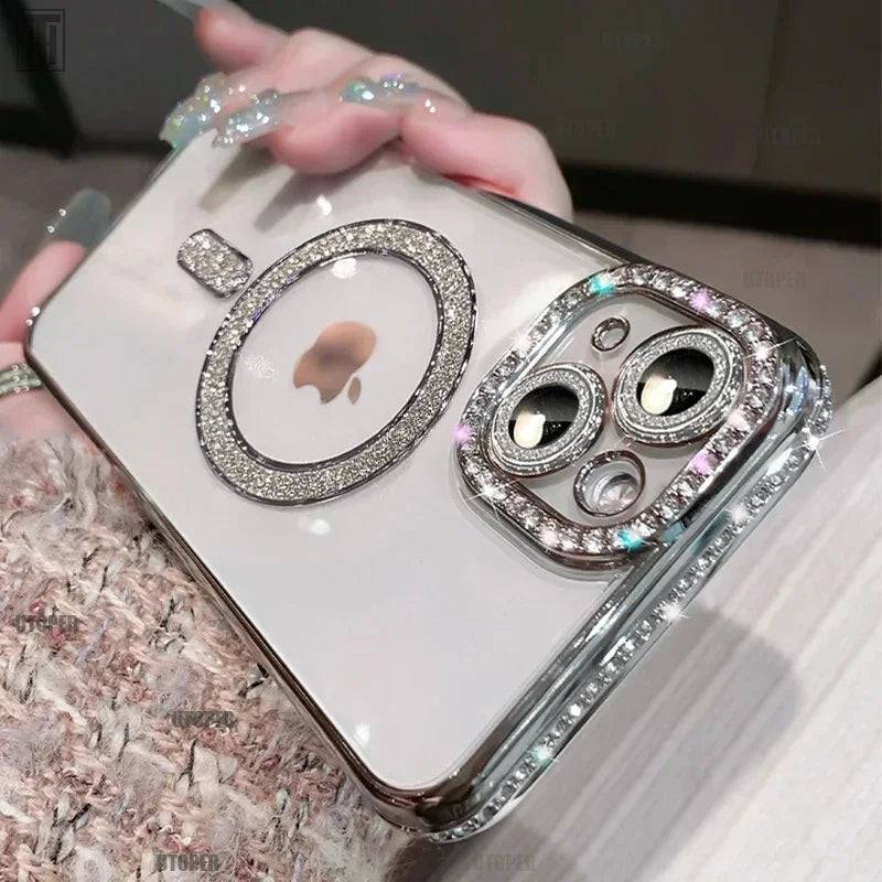 New Crystal Diamond Case Sparkle Magnetic Wireless Charging Cover - PMMNAPOLES