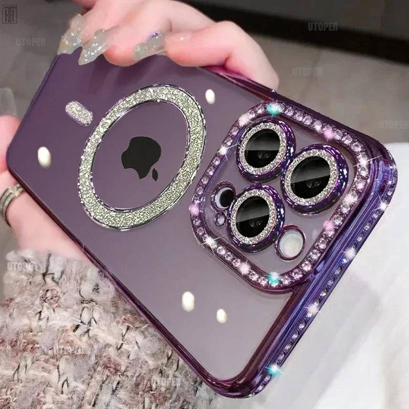 New Crystal Diamond Case Sparkle Magnetic Wireless Charging Cover - PMMNAPOLES