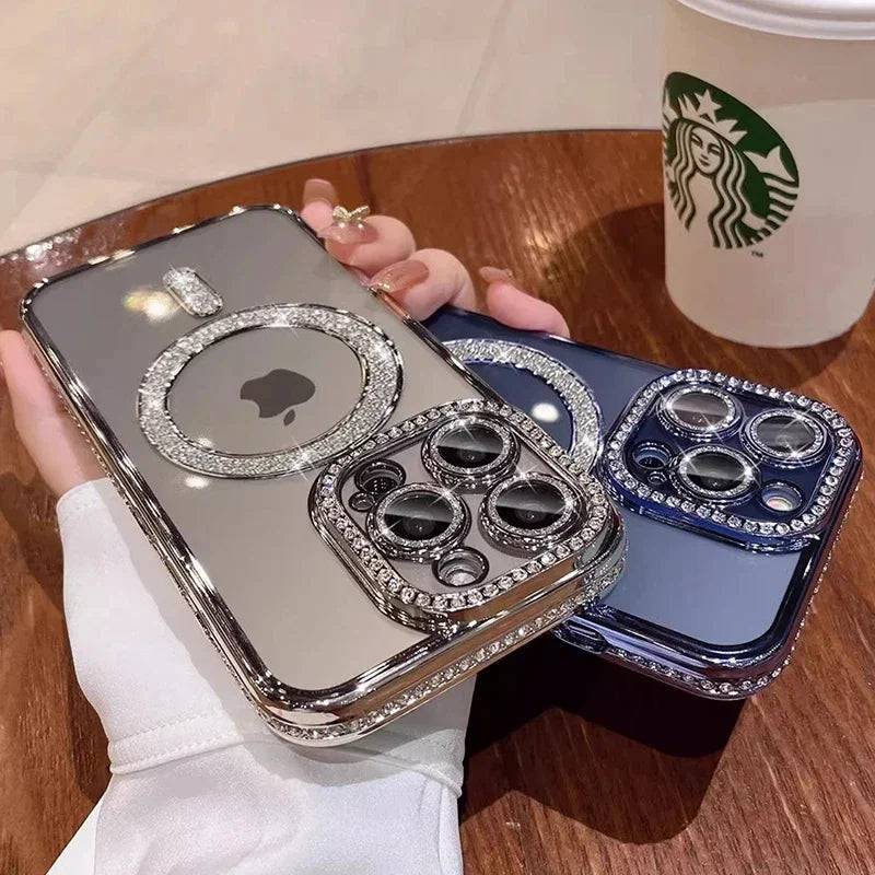 New Crystal Diamond Case Sparkle Magnetic Wireless Charging Cover - PMMNAPOLES