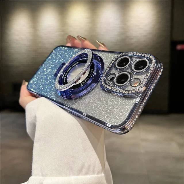 Luxury Plating Flash Glitter Magsafe Magnetic Holder Phone Case Bumper Protector Cover - PMMNAPOLES