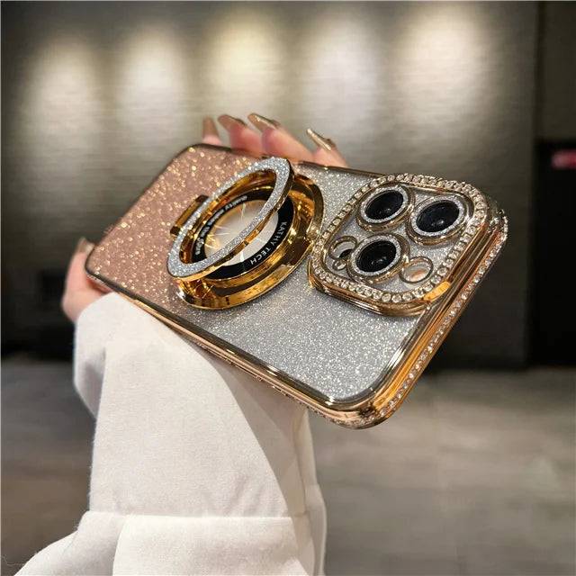 Luxury Plating Flash Glitter Magsafe Magnetic Holder Phone Case Bumper Protector Cover - PMMNAPOLES