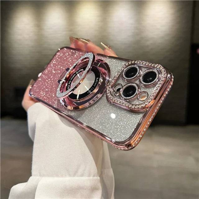 Luxury Plating Flash Glitter Magsafe Magnetic Holder Phone Case Bumper Protector Cover - PMMNAPOLES