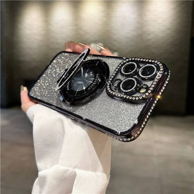 Luxury Plating Flash Glitter Magsafe Magnetic Holder Phone Case Bumper Protector Cover - PMMNAPOLES