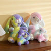 Beautiful colorful rainbow long eared rabbit plush toys - PMMNAPOLES