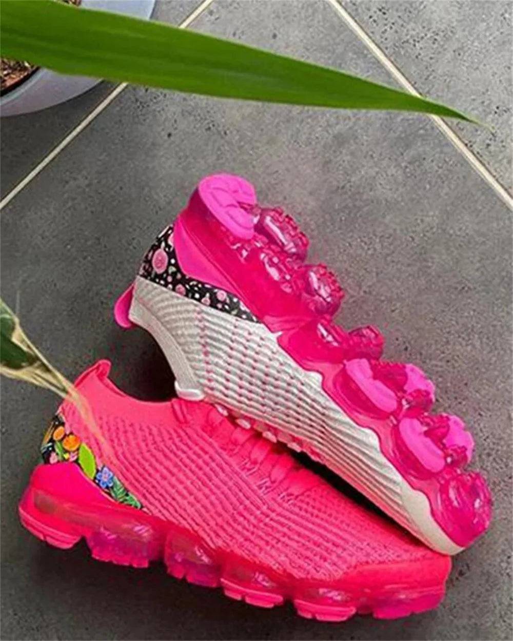 New Sneakers Women Spring Fashion Knitted Fabric Floral - PMMNAPOLES