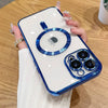 Magnetic Plating Case With Camera Lens Protector Glass For Wireless Charger Cover - PMMNAPOLES