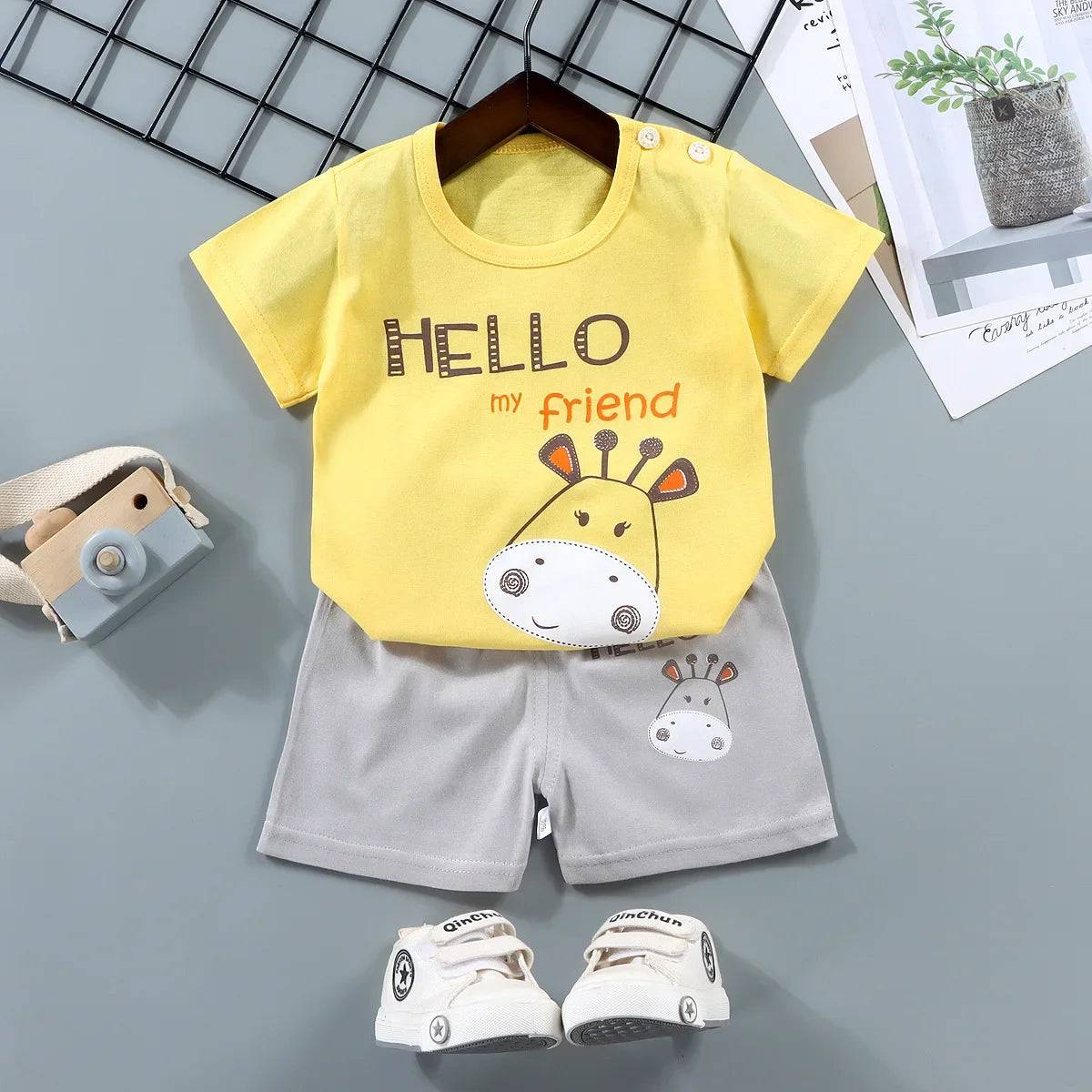 Summer Cotton T-shirt and Shorts Sets for Toddler Boys and Girls - PMMNAPOLES