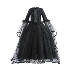 Black Lace Witch Dress for Girls at Halloween Party - PMMNAPOLES